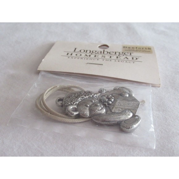 Longaberger SANTA BEAR Danforth Pewter USA Tie On Christmas Holidays USA Made - Picture 9 of 11